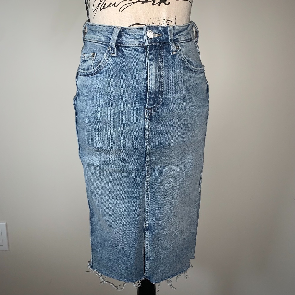 Light Blue Denim Pencil Skirt